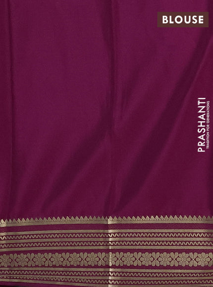 Semi mysore silk saree wine pink with plain body and zari woven border