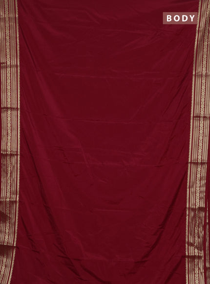 Semi mysore silk saree maroon with plain body and zari woven border