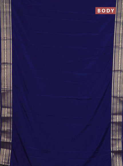 Semi mysore silk saree navy blue with plain body and zari woven border