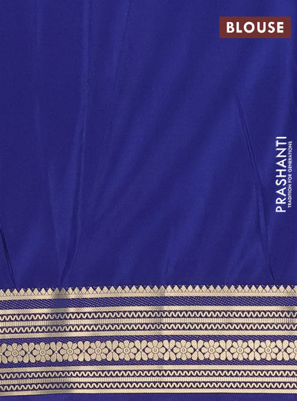 Semi mysore silk saree navy blue with plain body and zari woven border