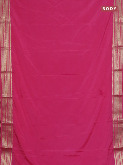 Semi mysore silk saree peach pink with plain body and zari woven border