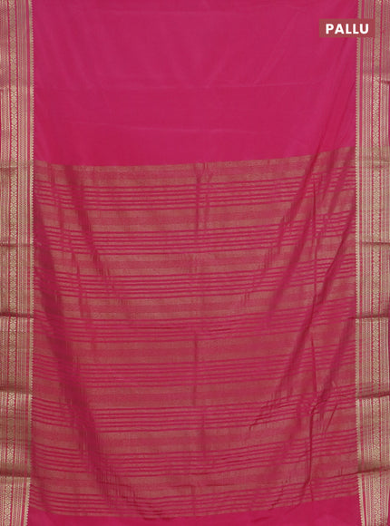 Semi mysore silk saree peach pink with plain body and zari woven border