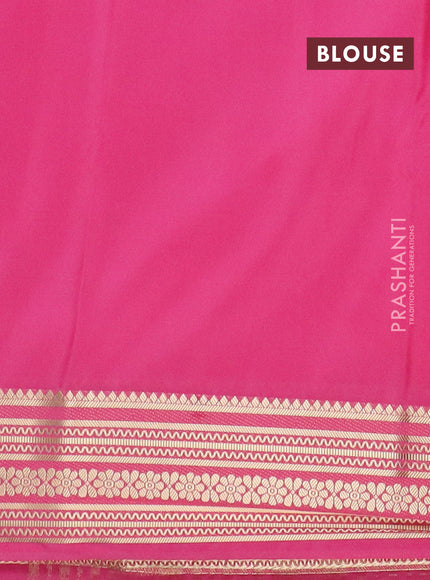 Semi mysore silk saree peach pink with plain body and zari woven border