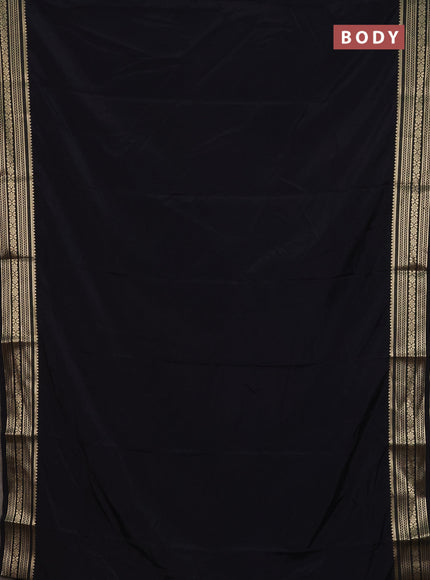 Semi mysore silk saree black with plain body and zari woven border