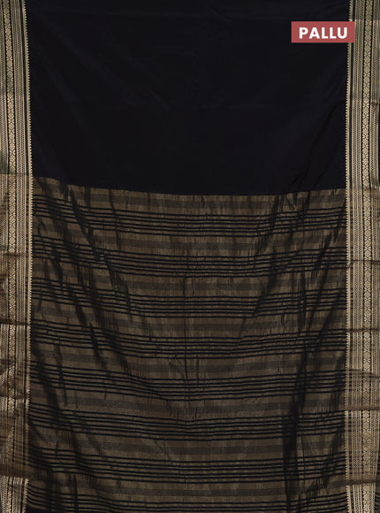 Semi mysore silk saree black with plain body and zari woven border