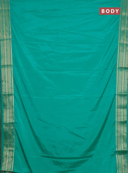 Semi mysore silk saree teal green with plain body and zari woven border