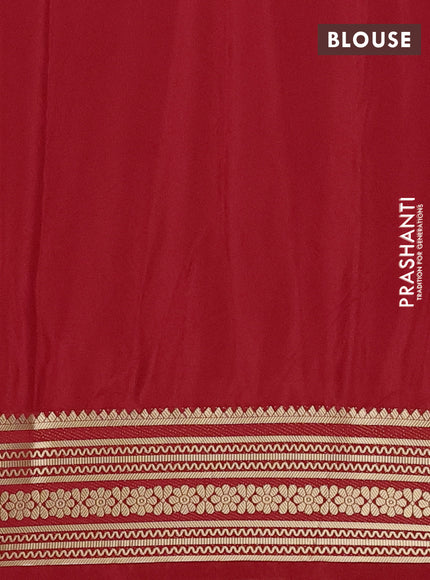 Semi mysore silk saree red with plain body and zari woven border