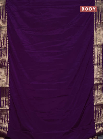 Semi mysore silk saree violet with plain body and zari woven border