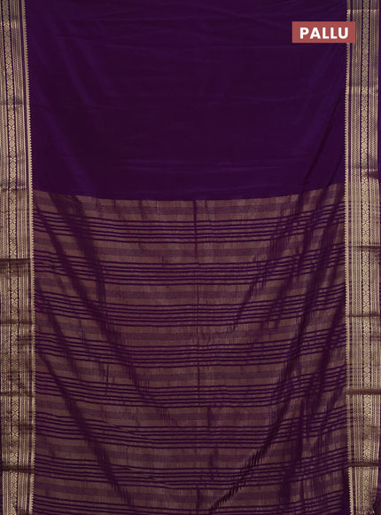 Semi mysore silk saree violet with plain body and zari woven border