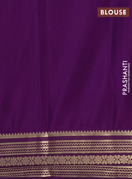 Semi mysore silk saree violet with plain body and zari woven border