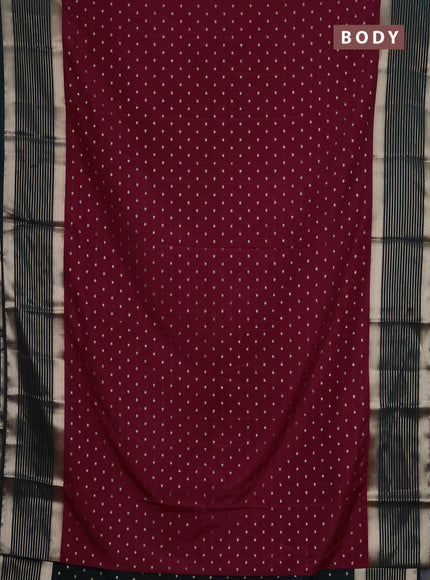 Semi mysore silk saree wine shade and bottle green with allover zari woven buttas and long zari woven border