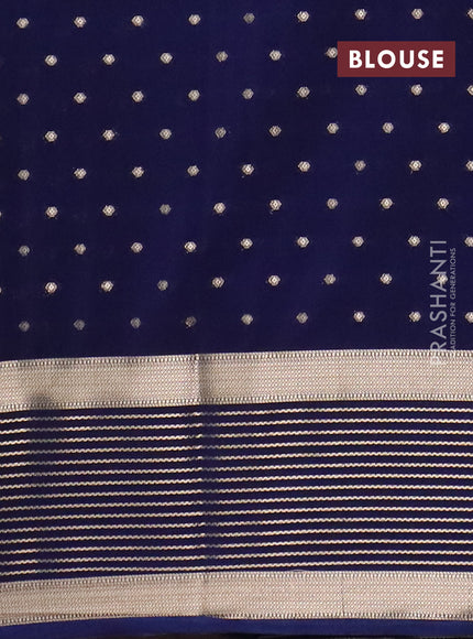 Semi mysore silk saree cs blue and navy blue with allover zari woven buttas and long zari woven border