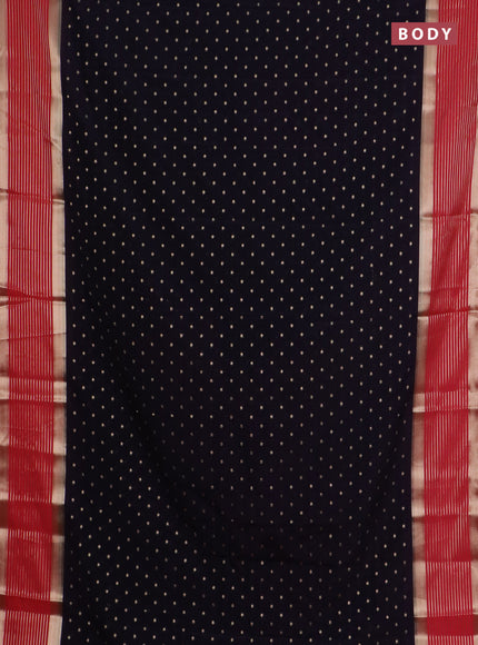 Semi mysore silk saree navy blue and red with allover zari woven buttas and long zari woven border