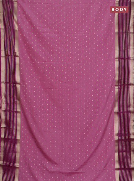 Semi mysore silk saree mauve pink and purple with allover zari woven buttas and long zari woven border