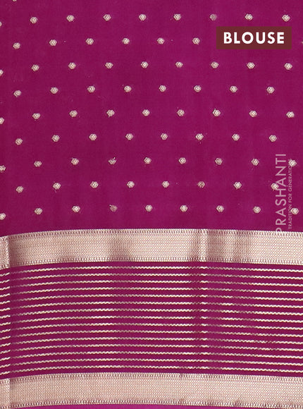 Semi mysore silk saree mauve pink and purple with allover zari woven buttas and long zari woven border