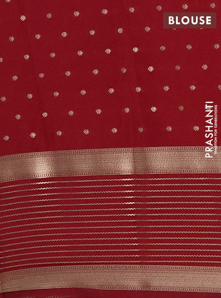 Semi mysore silk saree rust shade and maroon with allover zari woven buttas and long zari woven border