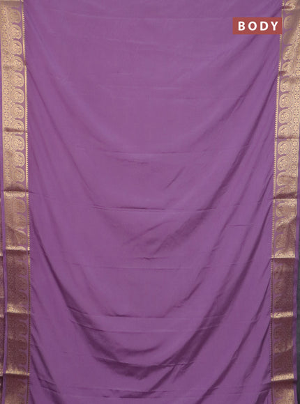 Semi mysore silk saree lavender with plain body and zari woven border