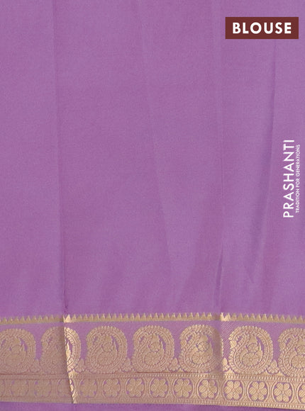 Semi mysore silk saree lavender with plain body and zari woven border