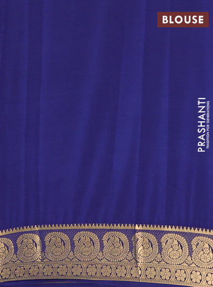 Semi mysore silk saree navy blue with plain body and zari woven border
