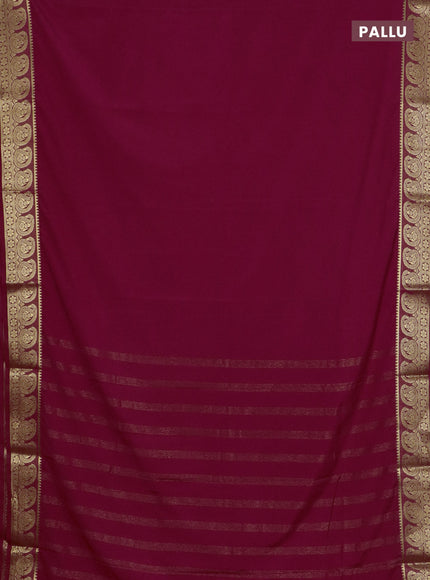 Semi mysore silk saree dark pink with plain body and zari woven border