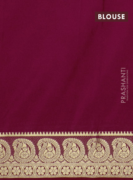 Semi mysore silk saree dark pink with plain body and zari woven border
