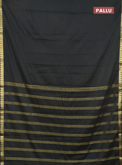 Semi mysore silk saree black with plain body and zari woven border