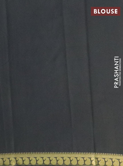 Semi mysore silk saree black with plain body and zari woven border
