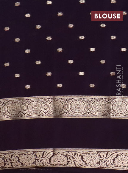 Semi mysore silk saree light blue and jamun shade with allover zari woven buttas and long rettapet zari woven border