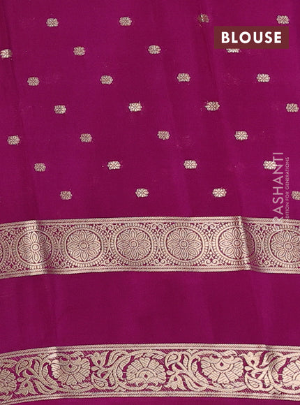Semi mysore silk saree mauve pink and purple with allover zari woven buttas and long rettapet zari woven border