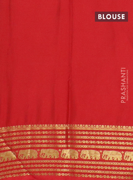 Semi mysore silk saree black and red with plain body and zari woven border