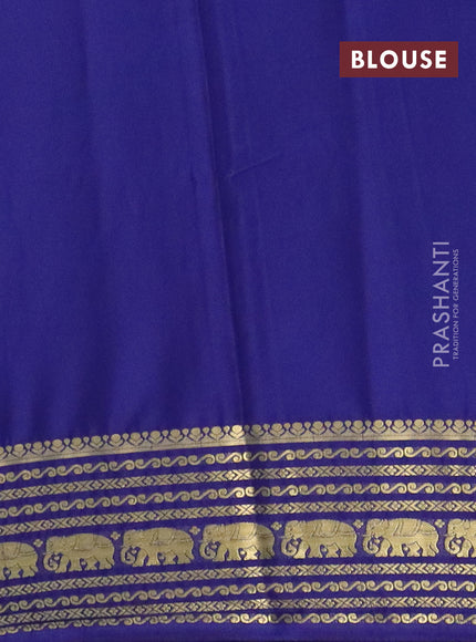 Semi mysore silk saree cs blue and blue with plain body and zari woven border