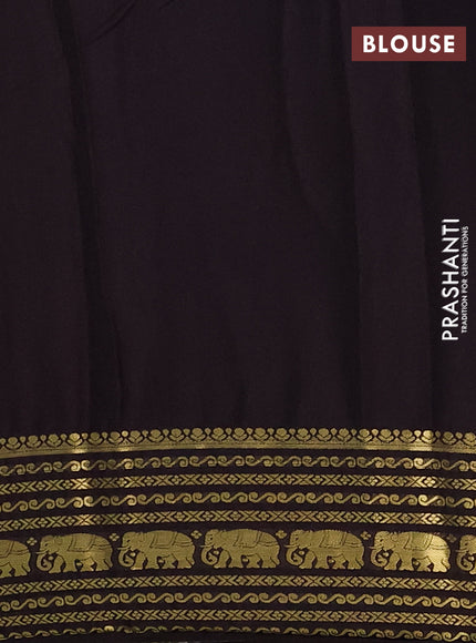 Semi mysore silk saree red and coffee brown with plain body and zari woven border