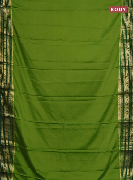 Semi mysore silk saree light green and green with plain body and zari woven border