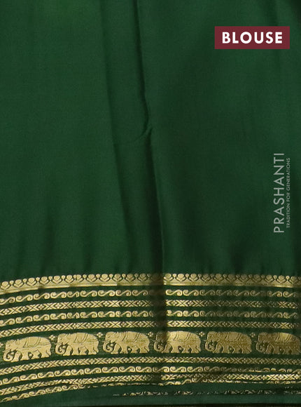 Semi mysore silk saree light green and green with plain body and zari woven border