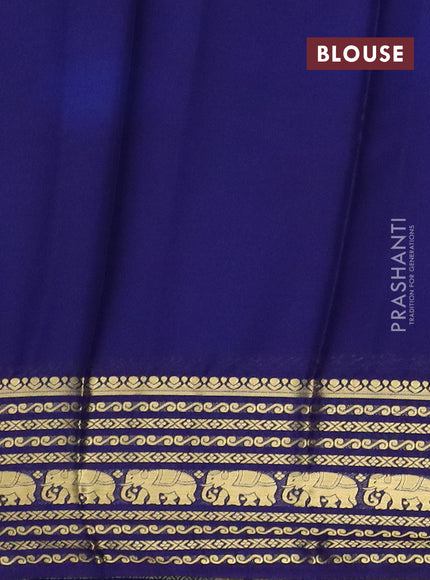 Semi mysore silk saree teal blue and navy blue with plain body and zari woven border