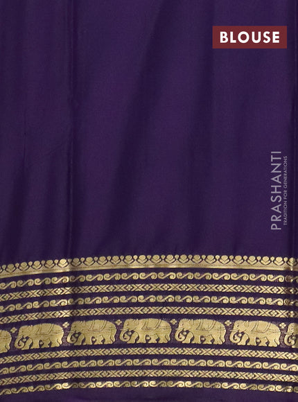 Semi mysore silk saree pink and violet with plain body and zari woven border