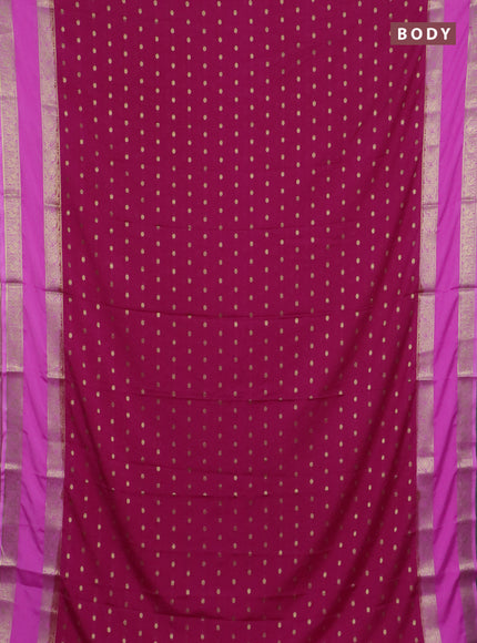 Semi mysore silk saree dark pink and light pink with allover zari woven buttas and long rettapet zari woven border
