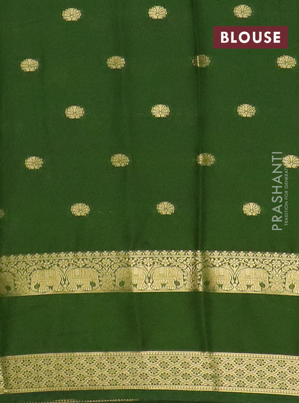 Semi mysore silk saree yellow and green with allover zari woven buttas and rettapet zari woven border