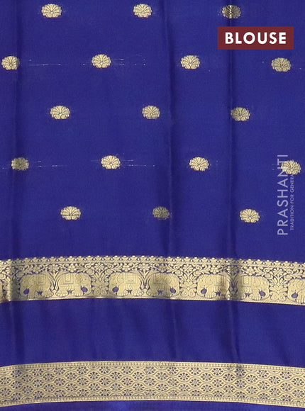 Semi mysore silk saree cs blue and blue with allover zari woven buttas and rettapet zari woven border