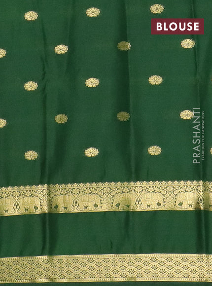 Semi mysore silk saree light green and green with allover zari woven buttas and rettapet zari woven border