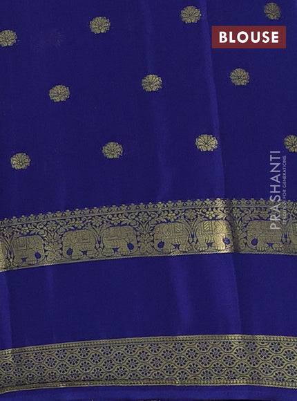Semi mysore silk saree cs blue and navy blue with allover zari woven buttas and rettapet zari woven border