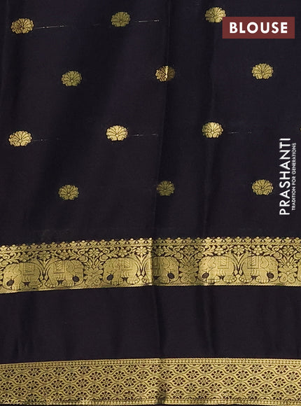 Semi mysore silk saree red and black with allover zari woven buttas and rettapet zari woven border