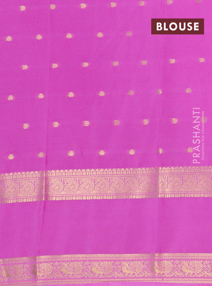 Semi mysore silk saree wine shade and light pink with allover zari woven buttas and long rettapet zari woven border