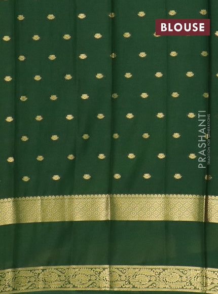 Semi mysore silk saree light green and green with allover zari woven buttas and long rettapet zari woven border