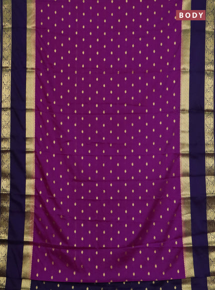 Semi mysore silk saree purple and violet with allover zari woven buttas and long rettapet zari woven border