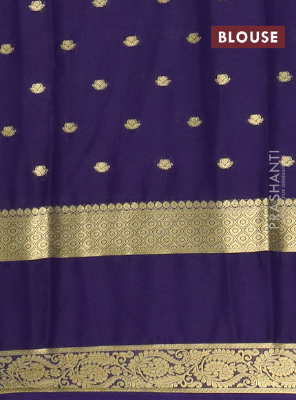 Semi mysore silk saree purple and violet with allover zari woven buttas and long rettapet zari woven border