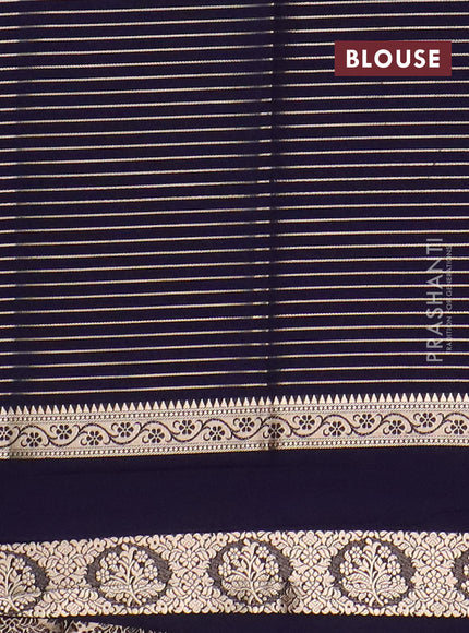 Semi mysore silk saree teal green and navy blue with allover zari weaves and rettapet zari woven border