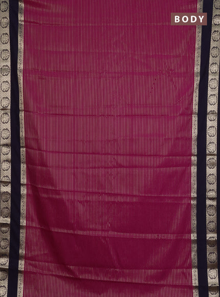 Semi mysore silk saree dark pink and navy blue with allover zari weaves and rettapet zari woven border