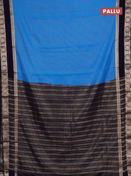 Semi mysore silk saree cs blue and navy blue with allover zari weaves and rettapet zari woven border