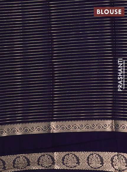 Semi mysore silk saree cs blue and navy blue with allover zari weaves and rettapet zari woven border